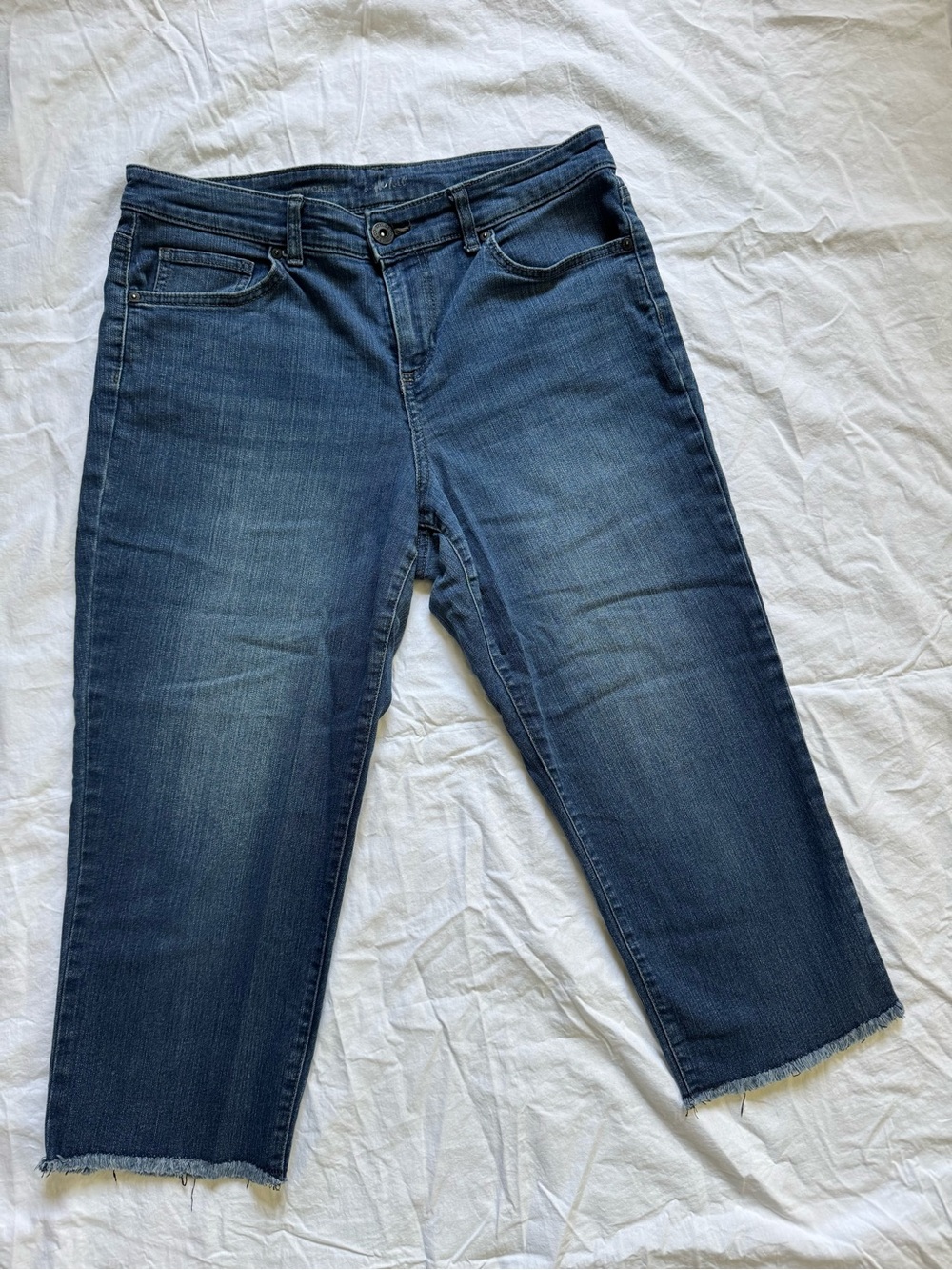 Style & Co. Dark Blue Frayed-Hem Cropped Jeans